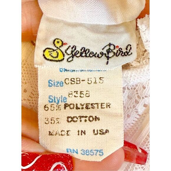 Vintage Yellow Bird 80's Pastel Pink & White Lace Collar Trim Dress 24 Months - Picture 4 of 9